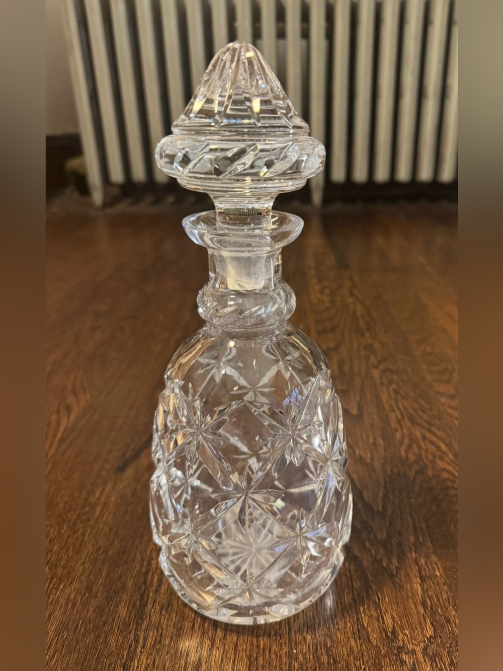 VINTAGE Cut Crystal Decanter I with Ring Neck and Mushroom Stopper